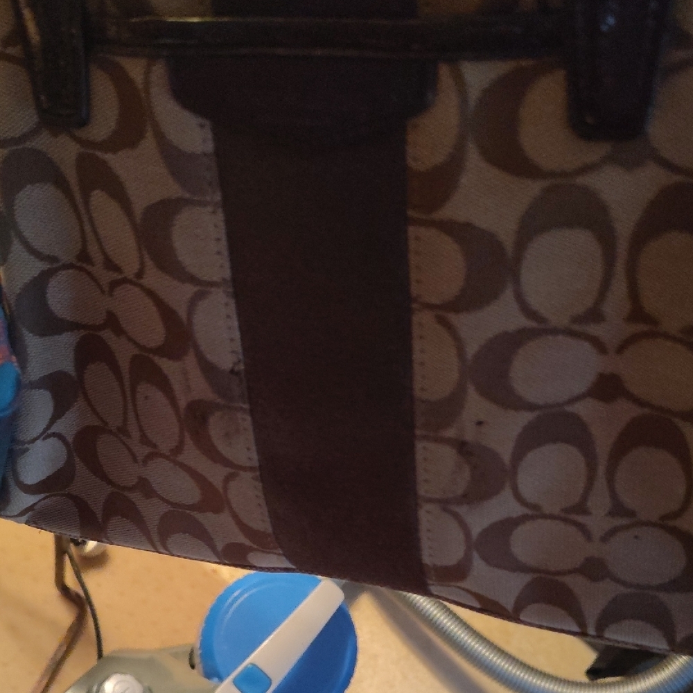Coach Signature Brown and Black Crossbody Bag